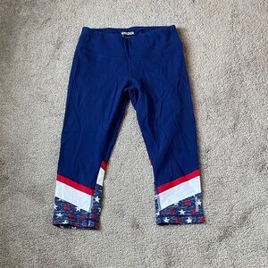 Reebok Navy Patriotic Crop Leggings SIZE S